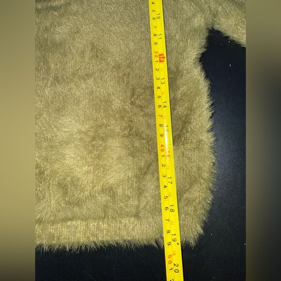 SALTY Women’s Green Eyelash Fuzzy Squareneck Sweater Size Large EUC - Picture 7 of 7